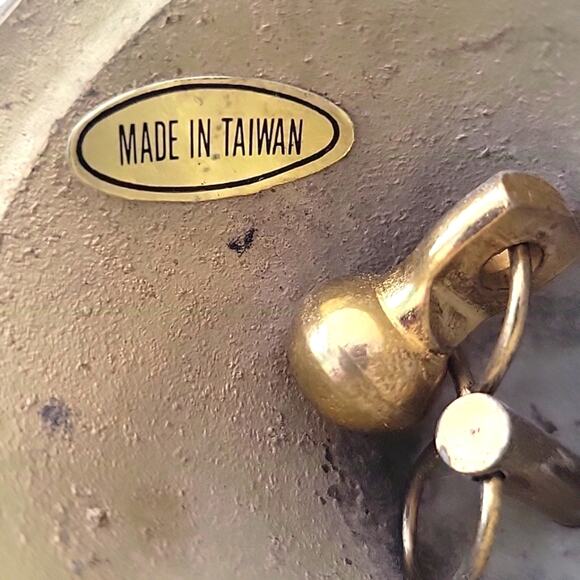 Vintage Pewter Clown Playing Accordian On Brass Bell Collectible About 5" Tall - Picture 8 of 9